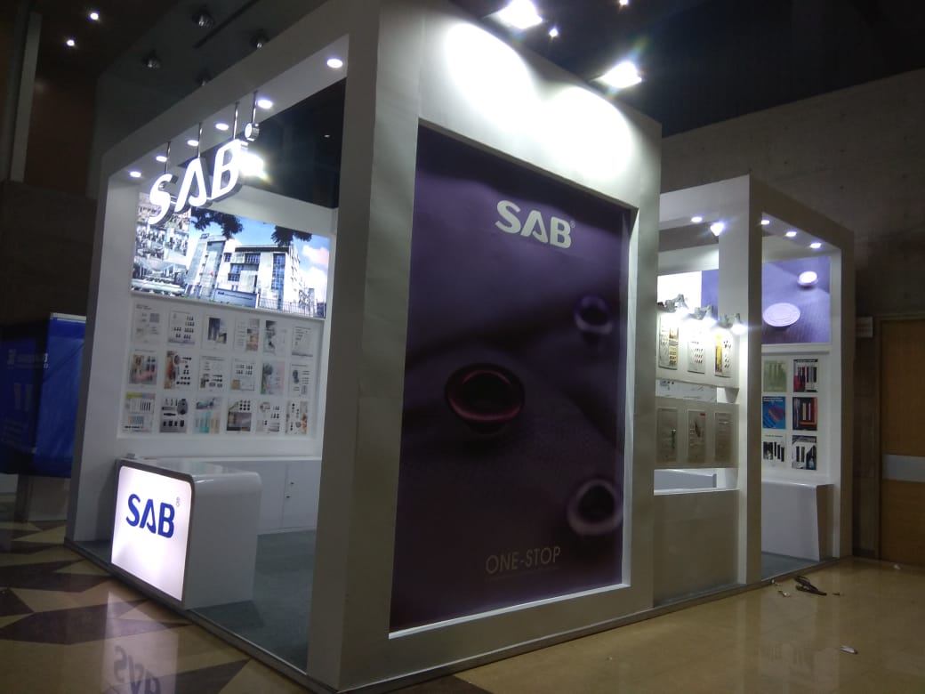 SAB exhibition stand with backlit graphic panels